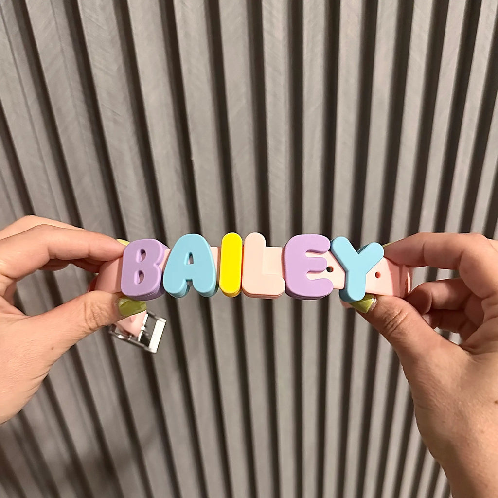 Personalized Silicone Dog Collar with Custom Name Letters