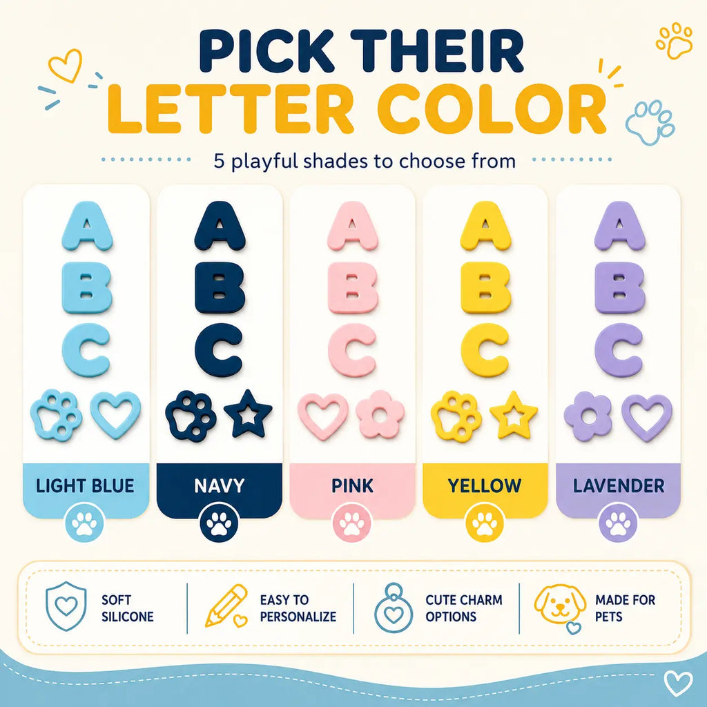 Personalized Silicone Dog Collar with Custom Name Letters