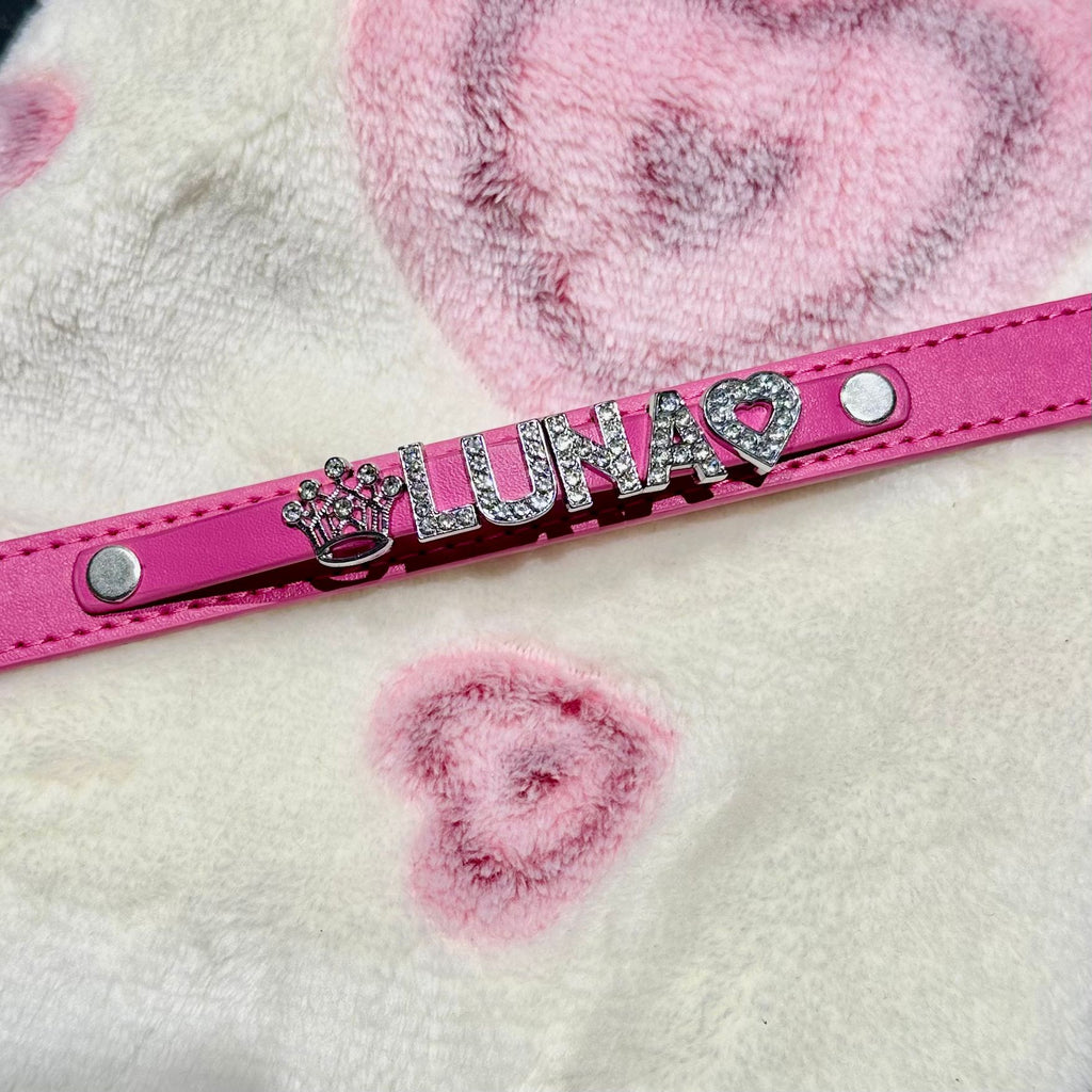 Custom Leather Dog Collar – Personalized Rhinestone Name Collar